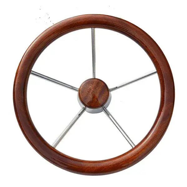Stuurwiel RVS – Mahonie diameter 35cm SV-F Beperkte Voorraad