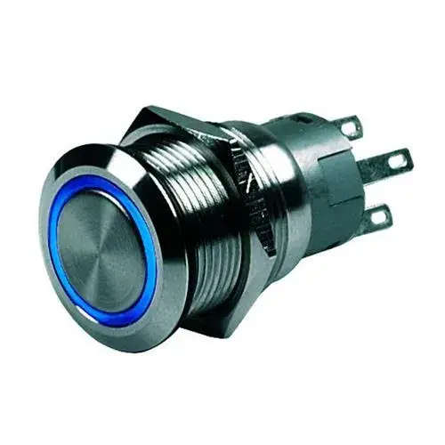 Beperkte Voorraad Hollex drukknop puls RVS 24volt LED blauw