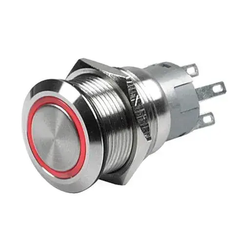 Hollex drukknop aan uit RVS 24volt LED rood Merkproduct