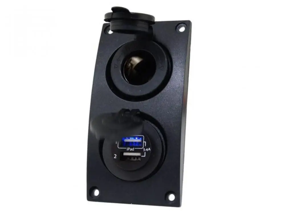 Premium Dubbele USB lader en stopcontact 12 Volt
