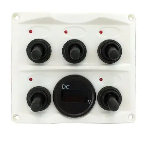 Bestseller Schakelpaneel met 5 Schakelaars en Voltmeter Wit