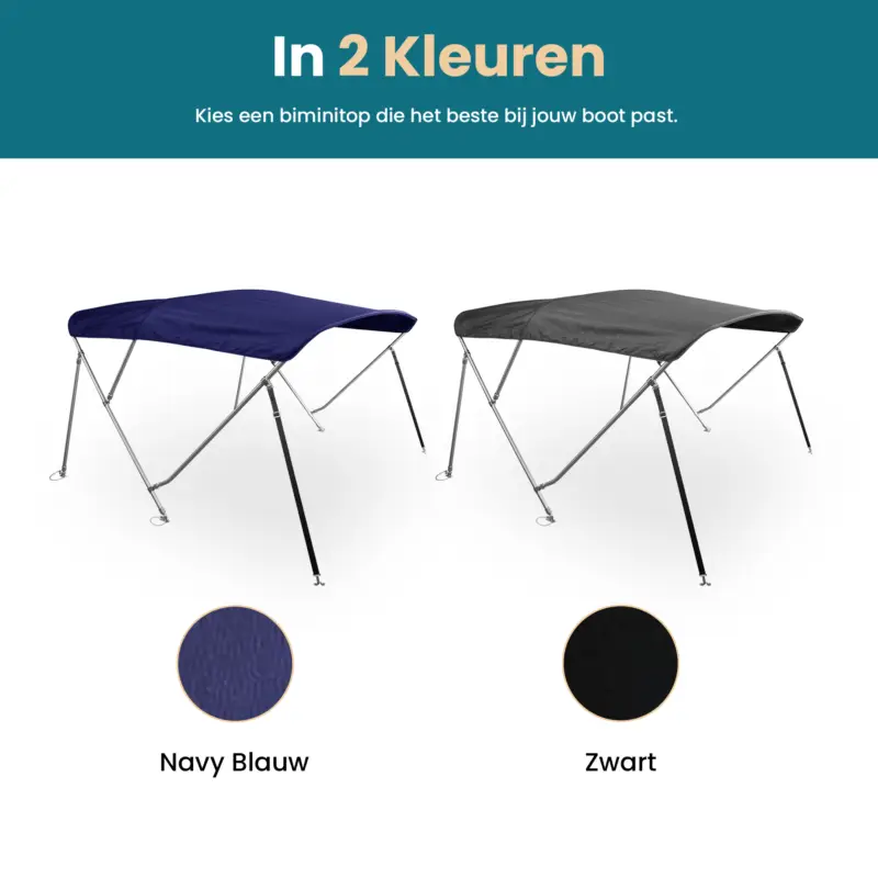 Biminitop | RVS 4-boogs | Breedte 215 <> 228 cm - Hoogte 137 cm Superprijs