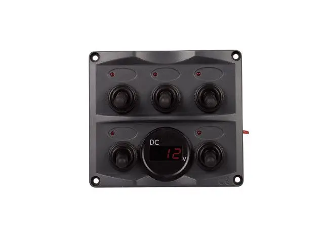 Actieprijs Schakelpaneel met voltmeter, 5 groepen 12/24V