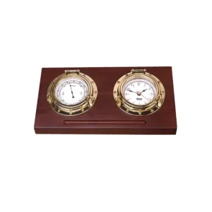 Shop Nu Porthole - Bureaumodel Klokkenset - Quartz klok / Barometer - Arabisch - Koper - Hardhout